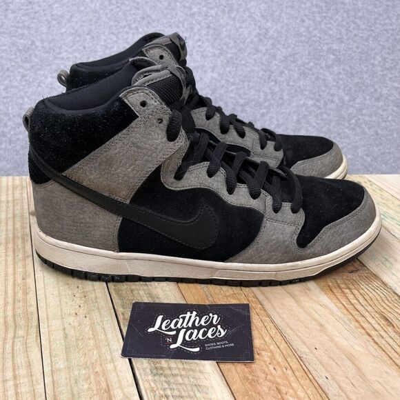 Nike SB Dunk High Pro Clay Mens US 10.5 Grey Black White Cement Shoes 305050-204